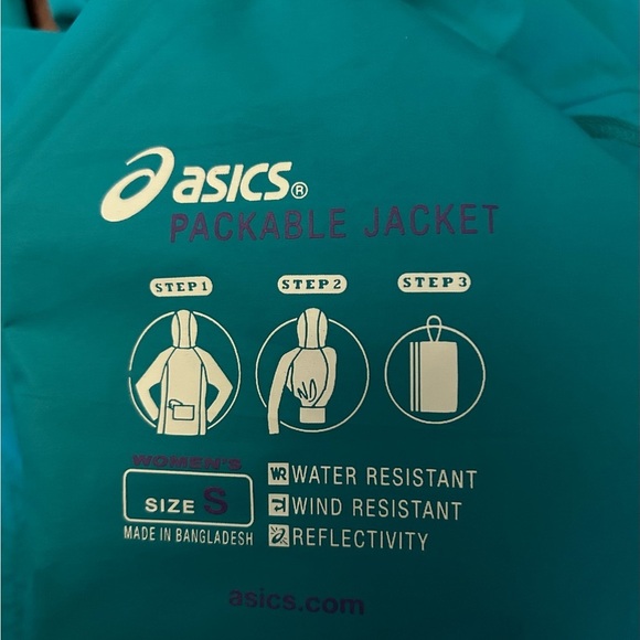 ASICS PACKABLE JACKET WOMEN'S W. WATER WIND RESISTANT SIZE S REFLECTIVE blue - Picture 12 of 14